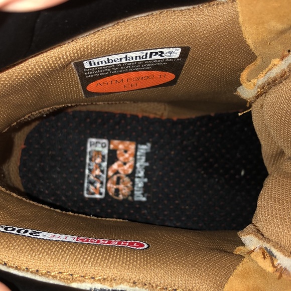 TIMBERLAND PRO Wheat Genuine Leather Premium Waterproof Hiking Boots 6” Sz 12 - Picture 5 of 13